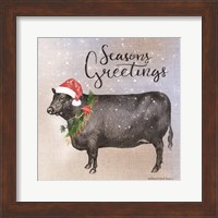 Framed Vintage Christmas Be Merry Cow