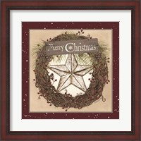 Framed Christmas Barn Star Wreath