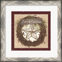 Framed Christmas Barn Star Wreath
