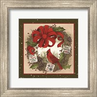 Framed Cardinal Christmas Wreath