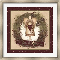 Framed Folk Angel Christmas Wreath