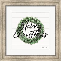 Framed Merry Christmas Boxwood Wreath