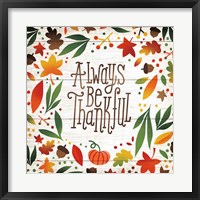 Harvest Time Always Be Thankful Shiplap Sq Framed Print