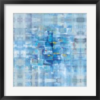 Framed Abstract Squares Blue