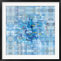 Framed Abstract Squares Blue