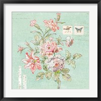 Framed Cottage Roses III Blue