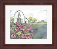 Framed Pink Flower Field