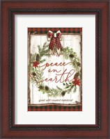 Framed Peace on Earth Buffalo Plaid