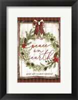 Framed Peace on Earth Buffalo Plaid