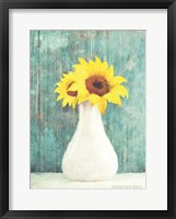 Framed Sunflower White Vase