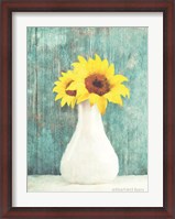 Framed Sunflower White Vase