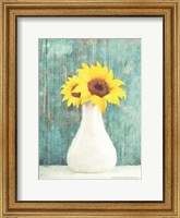 Framed Sunflower White Vase