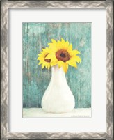 Framed Sunflower White Vase