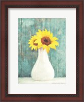 Framed Sunflower White Vase