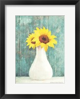 Framed Sunflower White Vase