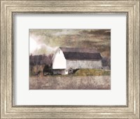 Framed Rustic White Barn Scene I