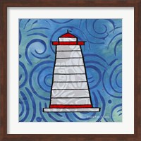 Framed Whimsy Coastal Conch Lighthouse