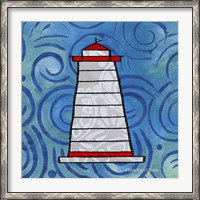 Framed Whimsy Coastal Conch Lighthouse