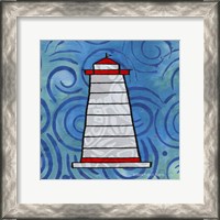 Framed Whimsy Coastal Conch Lighthouse