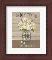 Framed Welcome Friends Mason Jar