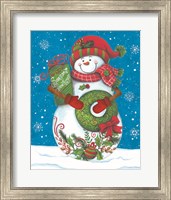Framed Snowman with Wreaths