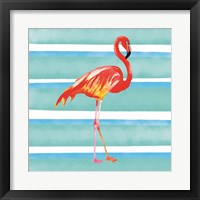 Framed 'Tropical Life Flamingo II' border=