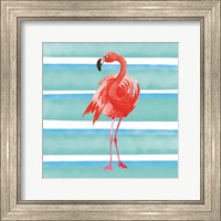Framed 'Tropical Life Flamingo III' border=