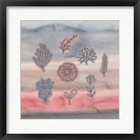 Framed Blue Pink Watercolor and Floral
