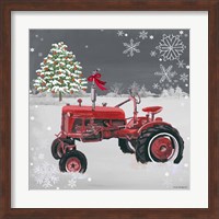Framed Red Tractor on Gray