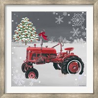 Framed Red Tractor on Gray