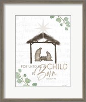 Framed For Unto Us a Child is Born
