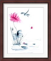 Framed Pink Flower and a Lily Pad II