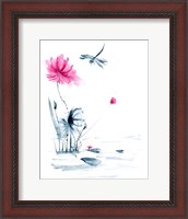 Framed Pink Flower and a Lily Pad II