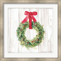 Framed Woodland Holidays Wreath no Bird White