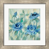 Framed 'Brushy Blue Flowers II' border=