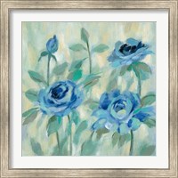 Framed 'Brushy Blue Flowers II' border=