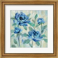 Framed 'Brushy Blue Flowers I' border=