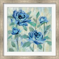 Framed 'Brushy Blue Flowers I' border=
