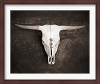 Framed Sepia Cattle Skull