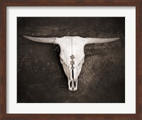 Framed Sepia Cattle Skull