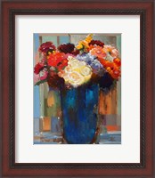 Framed Flowers in a Blue Vase