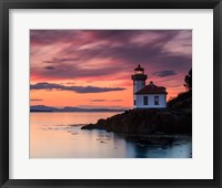 Framed Orange Sunset at Lime Kiln Lighthouse