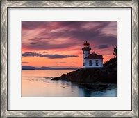 Framed Orange Sunset at Lime Kiln Lighthouse