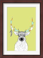 Framed Elk & Feathers