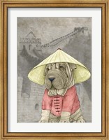 Framed Shar Pei with the Great Wall