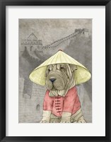 Framed Shar Pei with the Great Wall