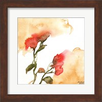 Framed Watercolor Floral Yellow and Red II
