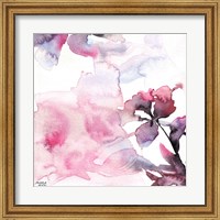 Framed Watercolor Floral Pink Purple Trio II