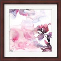 Framed Watercolor Floral Pink Purple Trio II