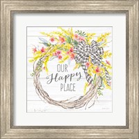 Framed Spring Gingham Wreath Happy Place